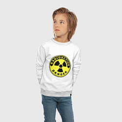 Свитшот хлопковый детский Danger radiation sign, цвет: белый — фото 2