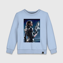 Свитшот хлопковый детский Mass effect - character ai art, цвет: мягкое небо