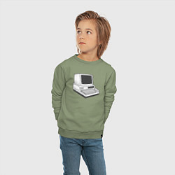 Свитшот хлопковый детский Ретро компьютер, цвет: авокадо — фото 2