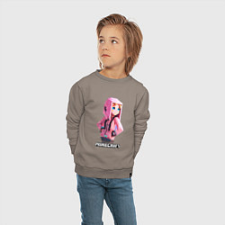 Свитшот хлопковый детский Minecraft персонаж девушки в костюме, цвет: утренний латте — фото 2