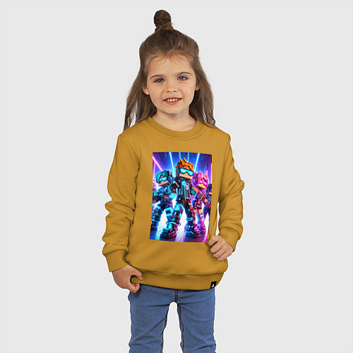 Детский свитшот Minecraft - characters ai art / Горчичный – фото 3