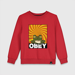 Свитшот хлопковый детский Гипножаба по мотивам Футурама на оранжевом фоне, цвет: красный