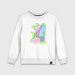 Свитшот хлопковый детский Маленькая птичка колибри, цвет: белый