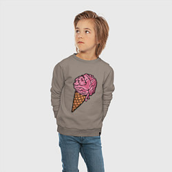 Свитшот хлопковый детский Brain ice cream, цвет: утренний латте — фото 2