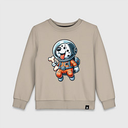 Свитшот хлопковый детский Dalmatian cosmonaut puppy with a bone, цвет: миндальный