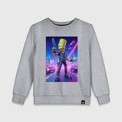 Детский свитшот Cyber Bart - neon glow ai art