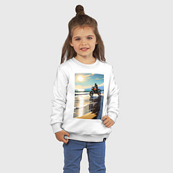 Свитшот хлопковый детский On the beach, цвет: белый — фото 2