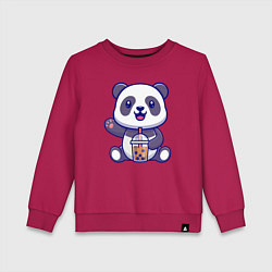 Свитшот хлопковый детский Панда привет, цвет: маджента