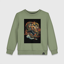 Детский свитшот Муай Тай боец и зеленый дракон