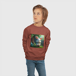 Свитшот хлопковый детский Зайчик на кочке, цвет: кирпичный — фото 2