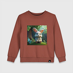 Свитшот хлопковый детский Зайчик на кочке, цвет: кирпичный