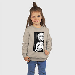 Свитшот хлопковый детский Евангелион Рей Аянами пилот, цвет: миндальный — фото 2