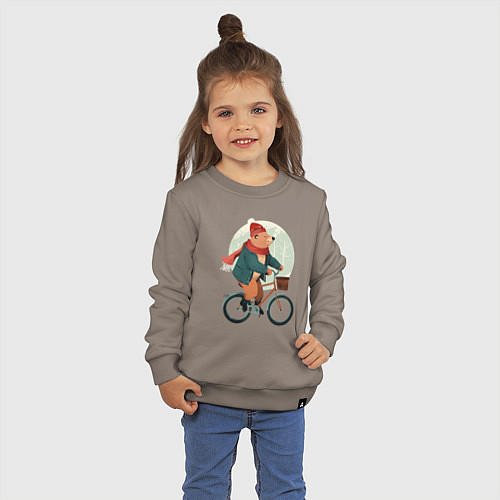 Детский свитшот Медвежонок на велосипеде / Утренний латте – фото 3