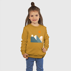Свитшот хлопковый детский Горы и солнце минимализм абстакция, цвет: горчичный — фото 2