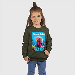 Свитшот хлопковый детский Barbie diving - ai art, цвет: хаки — фото 2