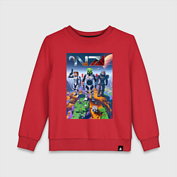 Свитшот хлопковый детский Mass effect and Minecraft - ai art collaboration, цвет: красный