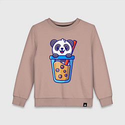 Свитшот хлопковый детский Панда в стаканчике, цвет: пыльно-розовый