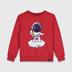Свитшот хлопковый детский Космонавт с молнией, цвет: красный