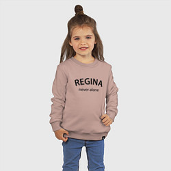 Свитшот хлопковый детский Regina never alone - motto, цвет: пыльно-розовый — фото 2