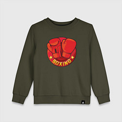 Свитшот хлопковый детский Boxing fight, цвет: хаки