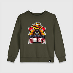 Свитшот хлопковый детский Monkey team, цвет: хаки