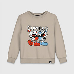 Свитшот хлопковый детский Cuphead and Mugman, цвет: миндальный