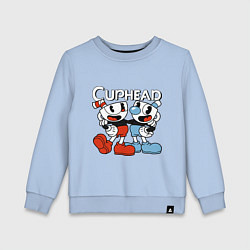 Свитшот хлопковый детский Cuphead and Mugman, цвет: мягкое небо