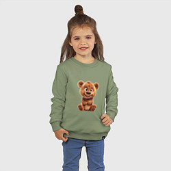 Свитшот хлопковый детский Милый плюшевый медведь, цвет: авокадо — фото 2