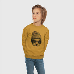 Свитшот хлопковый детский Кролик-хипстер, цвет: горчичный — фото 2