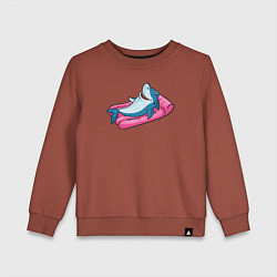 Свитшот хлопковый детский Акула на отдыхе, цвет: кирпичный