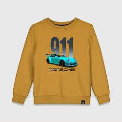 Свитшот хлопковый детский Cпортивный автомобиль Porsche, цвет: горчичный