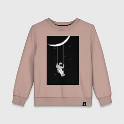 Свитшот хлопковый детский Космонавт на качелях планета, цвет: пыльно-розовый
