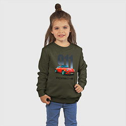 Свитшот хлопковый детский Porsche 911 спортивный немецкий автомобиль, цвет: хаки — фото 2