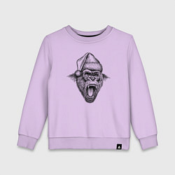 Свитшот хлопковый детский Рычащая новогодняя горилла, цвет: лаванда