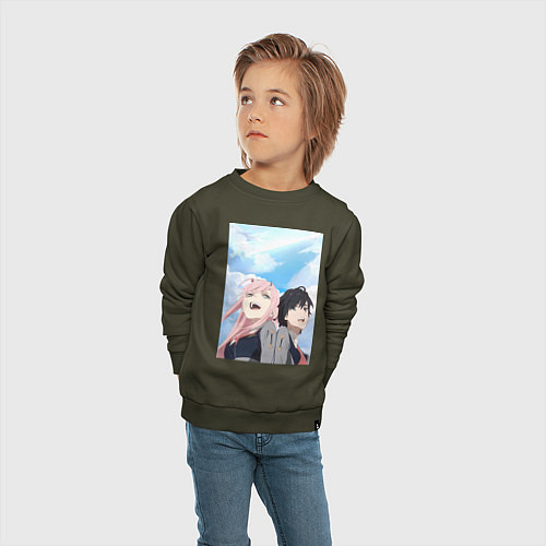 Детский свитшот Милый во Франксе Хиро / Хаки – фото 4