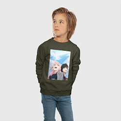 Свитшот хлопковый детский Милый во Франксе Хиро, цвет: хаки — фото 2