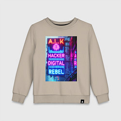 Детский свитшот Ai hacker digital rebel - neon glow