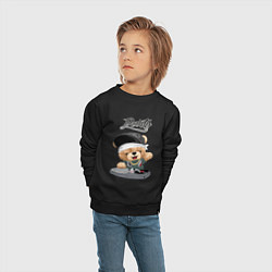 Свитшот хлопковый детский Плюшевый медвежонок диджей, цвет: черный — фото 2