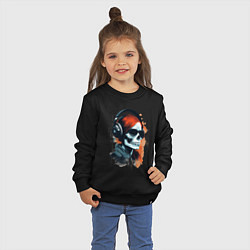 Свитшот хлопковый детский Grunge redhead girl skull, цвет: черный — фото 2