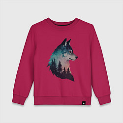 Свитшот хлопковый детский Волк силуэт, цвет: маджента