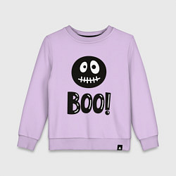 Свитшот хлопковый детский Страшный черный смайлик: Буу!, цвет: лаванда