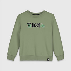 Свитшот хлопковый детский Франкенштейн: хэллоуинская страшилка, цвет: авокадо