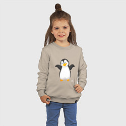 Свитшот хлопковый детский Веселый пингвин красивый, цвет: миндальный — фото 2