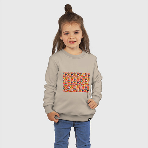 Детский свитшот Коты и летний вайб паттерн / Миндальный – фото 3