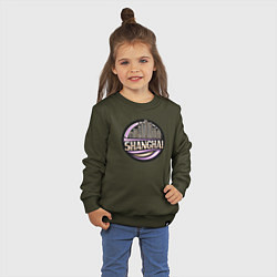 Свитшот хлопковый детский Город Шанхай, цвет: хаки — фото 2