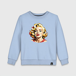 Свитшот хлопковый детский Мэрилин Монро шарж, цвет: мягкое небо