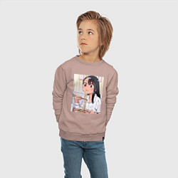 Свитшот хлопковый детский Не издевайся, Нагаторо Хаясэ, цвет: пыльно-розовый — фото 2