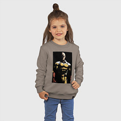 Свитшот хлопковый детский Ванпанчмен Сайтама супергерой, цвет: утренний латте — фото 2