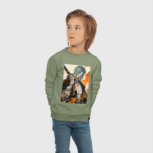 Детский свитшот Ван-Пис Зоро Ророноа фехтовальщик / Авокадо – фото 4