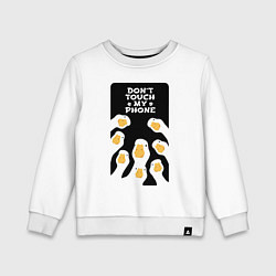 Свитшот хлопковый детский Гуси - не трогай мой телефон, цвет: белый